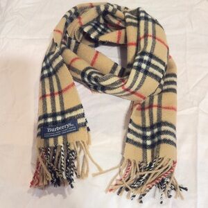 Burberry Beige and Black Checkered Wool Scarf